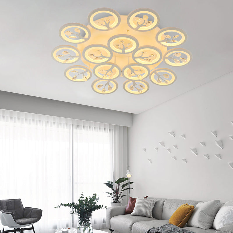 Sputnik Living Room Flush Mount Lamp Simple Acrylic 5/12/15 Lights White Flush Light Fixture in Warm/White/3 Color Light Clearhalo 'Ceiling Lights' 'Close To Ceiling Lights' 'Close to ceiling' 'Flush mount' Lighting' 267015