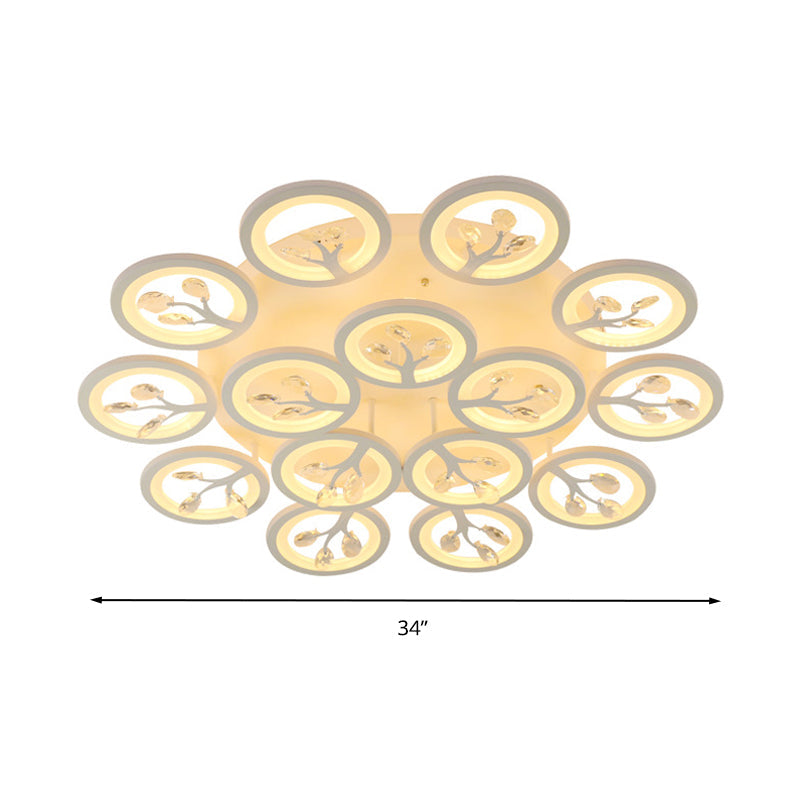 Sputnik Living Room Flush Mount Lamp Simple Acrylic 5/12/15 Lights White Flush Light Fixture in Warm/White/3 Color Light Clearhalo 'Ceiling Lights' 'Close To Ceiling Lights' 'Close to ceiling' 'Flush mount' Lighting' 267017