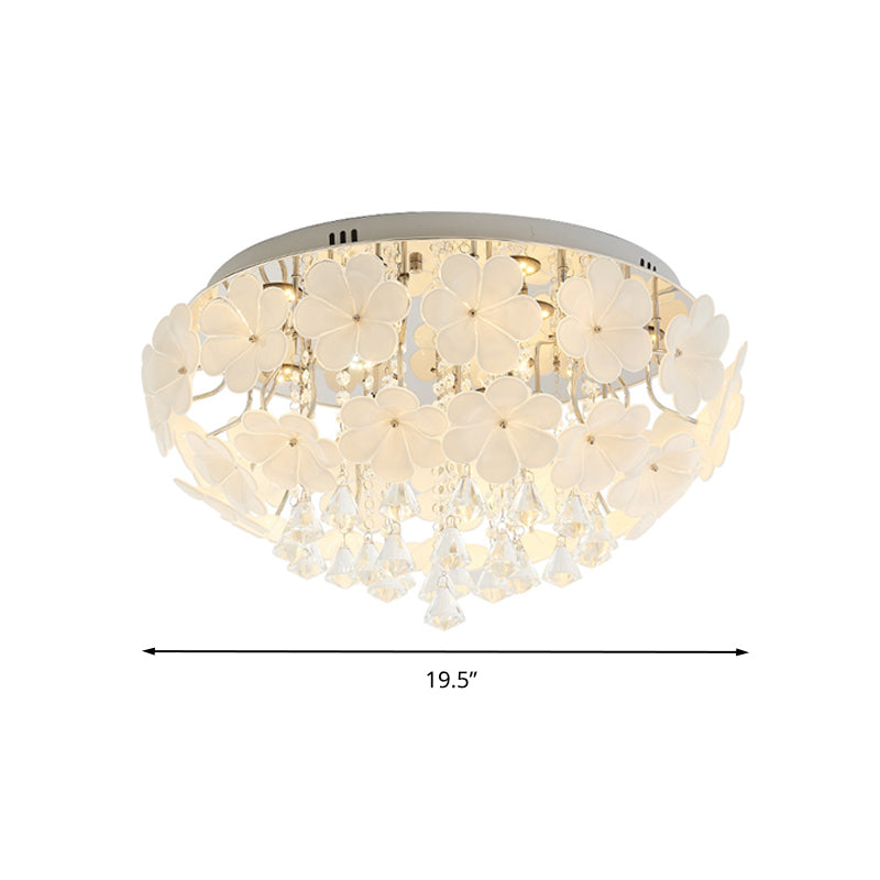 16"/19.5"/23.5" W Petal Living Room Flush Mount Lamp Modern Crystal LED White Flush Light Fixture Clearhalo 'Ceiling Lights' 'Close To Ceiling Lights' 'Close to ceiling' 'Flush mount' Lighting' 267032