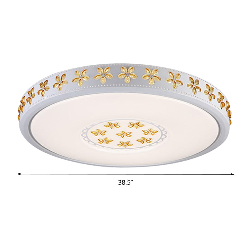 12"/16.5"/20.5" W White Flower Flush Mount Simple Acrylic LED Living Room Flush Light in White/3 Color/Fourth Gear Light Clearhalo 'Ceiling Lights' 'Close To Ceiling Lights' 'Close to ceiling' 'Flush mount' Lighting' 267294