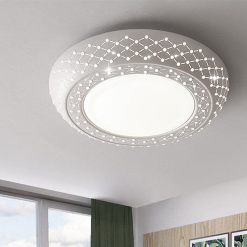 23���/35��� W LED Acrylic Flush Ceiling Light Simple White Cutout Bedroom Flush Mount Lamp in White/3 Color Light White Clearhalo 'Ceiling Lights' 'Close To Ceiling Lights' 'Close to ceiling' 'Flush mount' Lighting' 267393