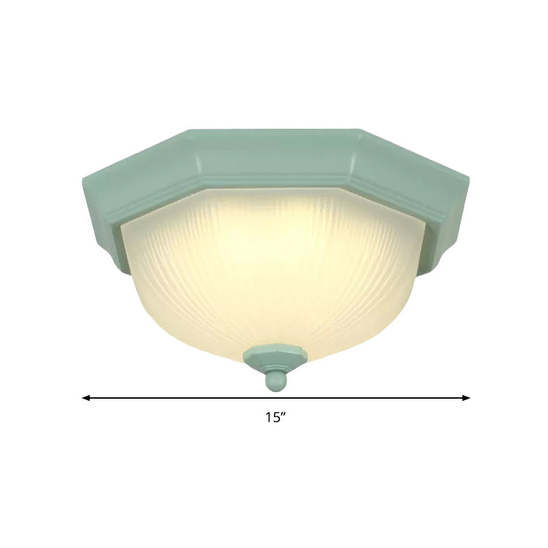 Dome Shaped Flush Ceiling Light Macaron Style Ridge Glass Ceiling Fixture for Balcony Clearhalo 'Ceiling Lights' 'Close To Ceiling Lights' 'Close to ceiling' 'Flush mount' Lighting' 267428