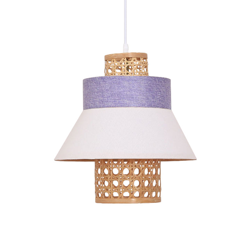 Modern 1 Bulb Suspension Pendant Green/Purple/Light Purple Cylinder Hanging Light Kit with Fabric Shade Clearhalo 'Ceiling Lights' 'Modern Pendants' 'Modern' 'Pendant Lights' 'Pendants' Lighting' 267473