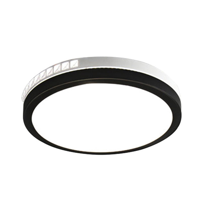 16"/19" W LED Round Flush Mount Lamp Simple Black Crystal Ceiling Mounted Fixture in Warm/White/3 Color Light Clearhalo 'Ceiling Lights' 'Close To Ceiling Lights' 'Close to ceiling' 'Flush mount' Lighting' 267583