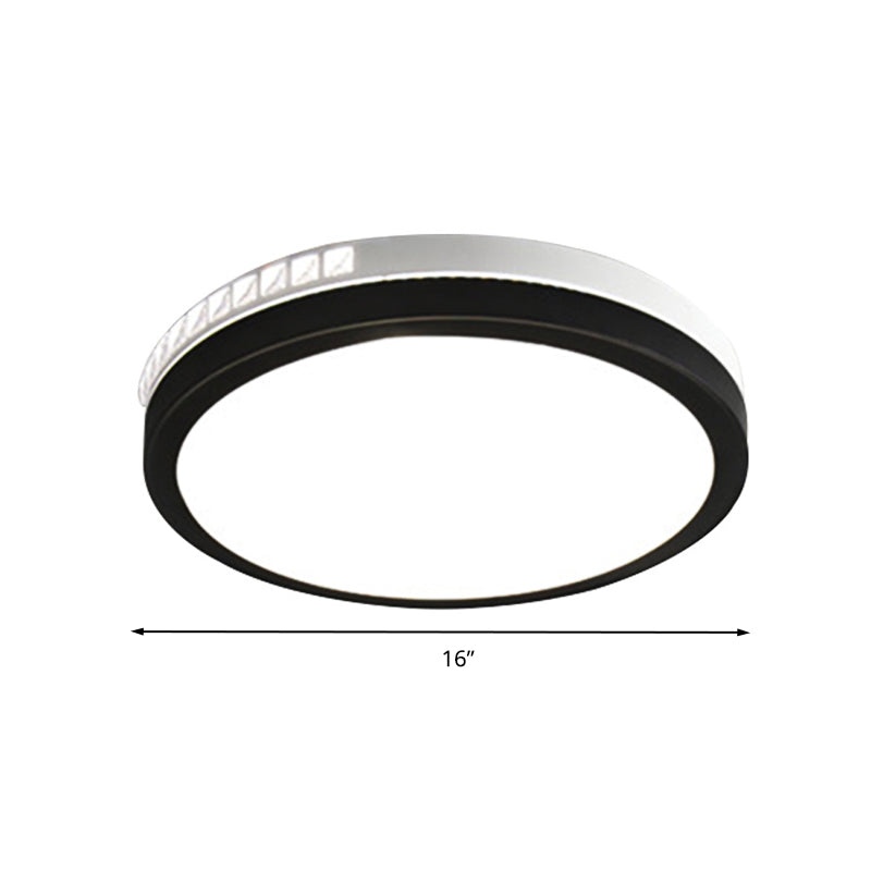 16"/19" W LED Round Flush Mount Lamp Simple Black Crystal Ceiling Mounted Fixture in Warm/White/3 Color Light Clearhalo 'Ceiling Lights' 'Close To Ceiling Lights' 'Close to ceiling' 'Flush mount' Lighting' 267584