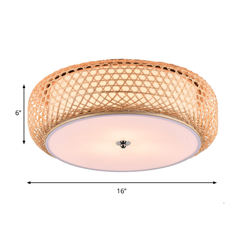 Wood Cylinder/Donut Flush Mount Lamp Traditionary Bamboo LED Ceiling Mounted Light for Living Room Clearhalo 'Ceiling Lights' 'Close To Ceiling Lights' 'Close to ceiling' 'Flush mount' Lighting' 267894