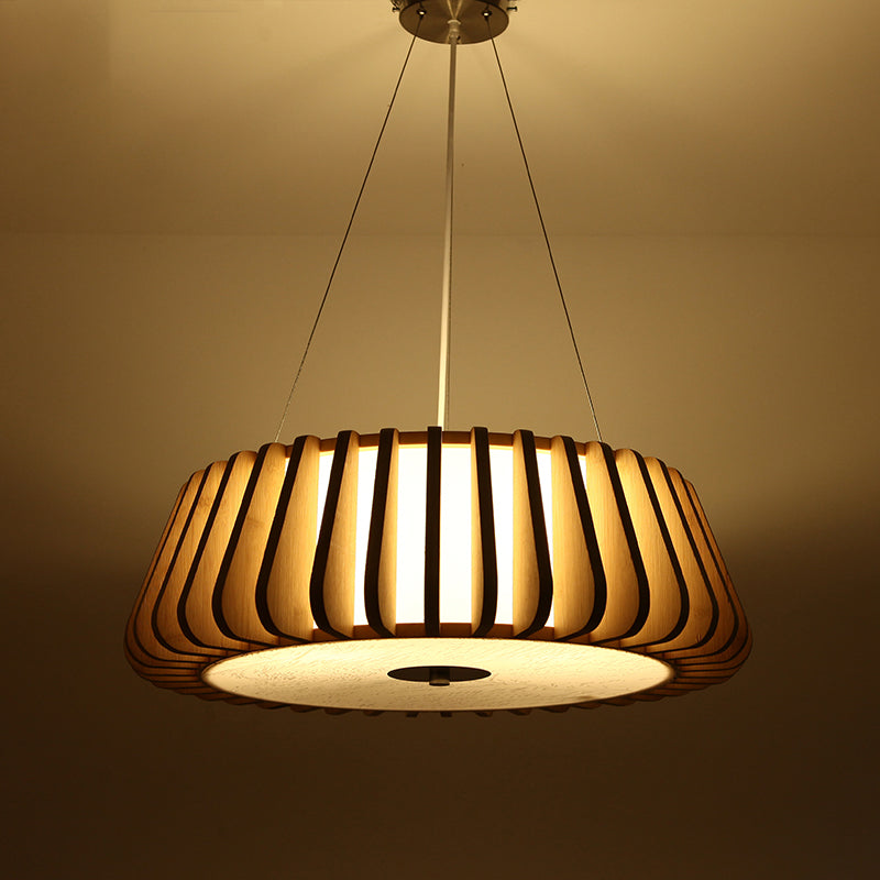 19.5"/23.5" Wide Tapered Suspension Lighting Traditional Wood 1 Bulb Nickel Hanging Ceiling Light Clearhalo 'Carpenter Chandeliers' 'Ceiling Lights' 'Chandeliers' 'Industrial' 'Modern Chandeliers' 'Modern' Lighting' 268050