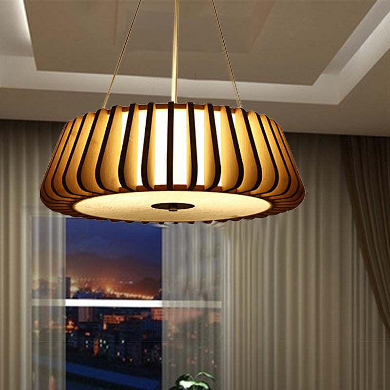 19.5"/23.5" Wide Tapered Suspension Lighting Traditional Wood 1 Bulb Nickel Hanging Ceiling Light Clearhalo 'Carpenter Chandeliers' 'Ceiling Lights' 'Chandeliers' 'Industrial' 'Modern Chandeliers' 'Modern' Lighting' 268051