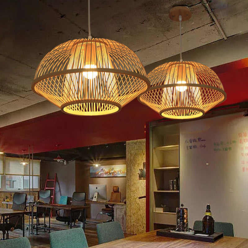 1 Bulb Pear/Urn Pendant Lighting Contemporary Bamboo Hanging Light Fixture in Wood Wood A Clearhalo 'Ceiling Lights' 'Pendant Lights' 'Pendants' Lighting' 268087_5fe5cb1a-f5a5-44d7-a76c-6789a87d9de2