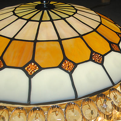 Amber Round Flushmount Light Vintage Stained Glass 1 Bulb 16"/19.5" W Flush Mount Ceiling Fixture Clearhalo 'Ceiling Lights' 'Close To Ceiling Lights' 'Close to ceiling' 'Flush mount' Lighting' 26816