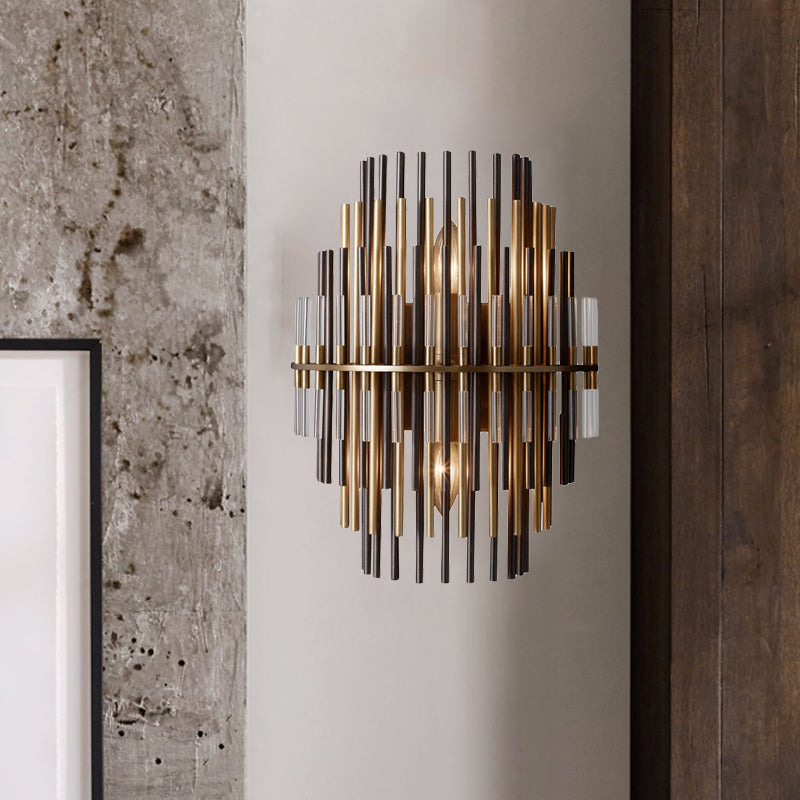 Chrome/Black Tiered Tubular Wall Mounted Lamp Retro Metallic 1 Light Wall Sconce Lighting Black Clearhalo 'Wall Lamps & Sconces' 'Wall Lights' Lighting' 268402