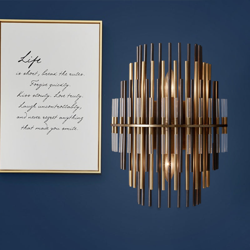 Chrome/Black Tiered Tubular Wall Mounted Lamp Retro Metallic 1 Light Wall Sconce Lighting Clearhalo 'Wall Lamps & Sconces' 'Wall Lights' Lighting' 268403