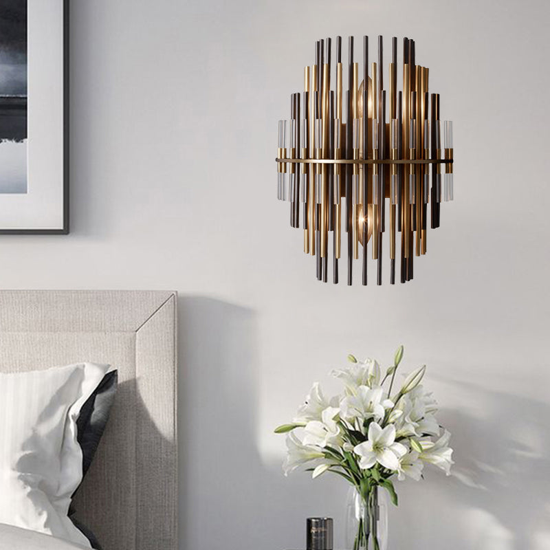 Chrome/Black Tiered Tubular Wall Mounted Lamp Retro Metallic 1 Light Wall Sconce Lighting Clearhalo 'Wall Lamps & Sconces' 'Wall Lights' Lighting' 268404