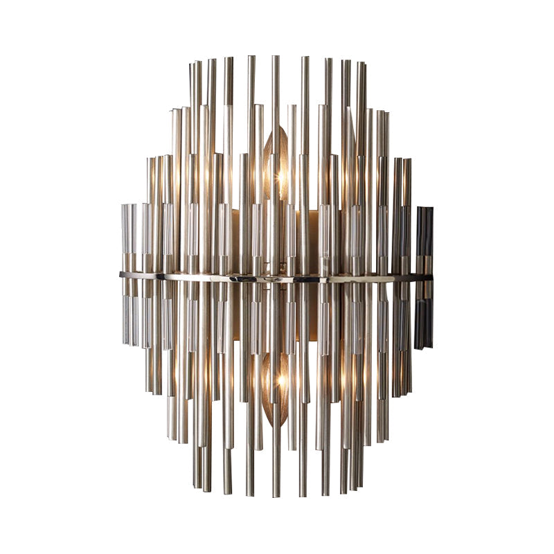 Chrome/Black Tiered Tubular Wall Mounted Lamp Retro Metallic 1 Light Wall Sconce Lighting Clearhalo 'Wall Lamps & Sconces' 'Wall Lights' Lighting' 268411