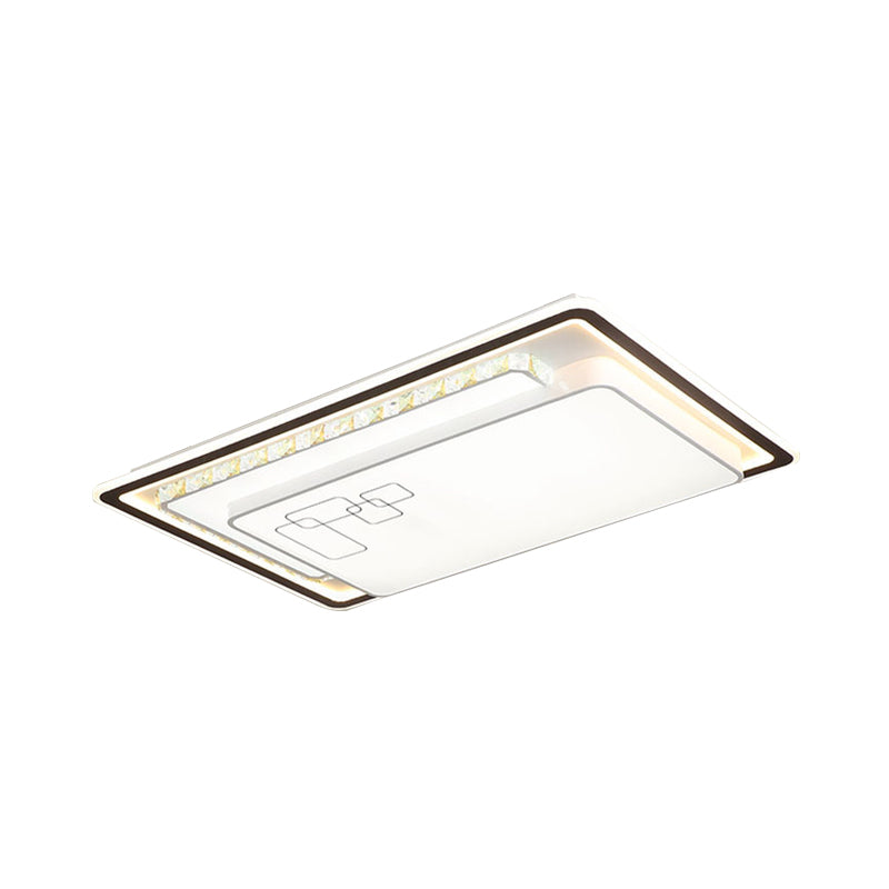 Rectangle Ceiling Light Modern Acrylic White LED Flush Mount Light with K9 Crystal Decoration Clearhalo 'Ceiling Lights' 'Close To Ceiling Lights' 'Close to ceiling' 'Flush mount' Lighting' 268838