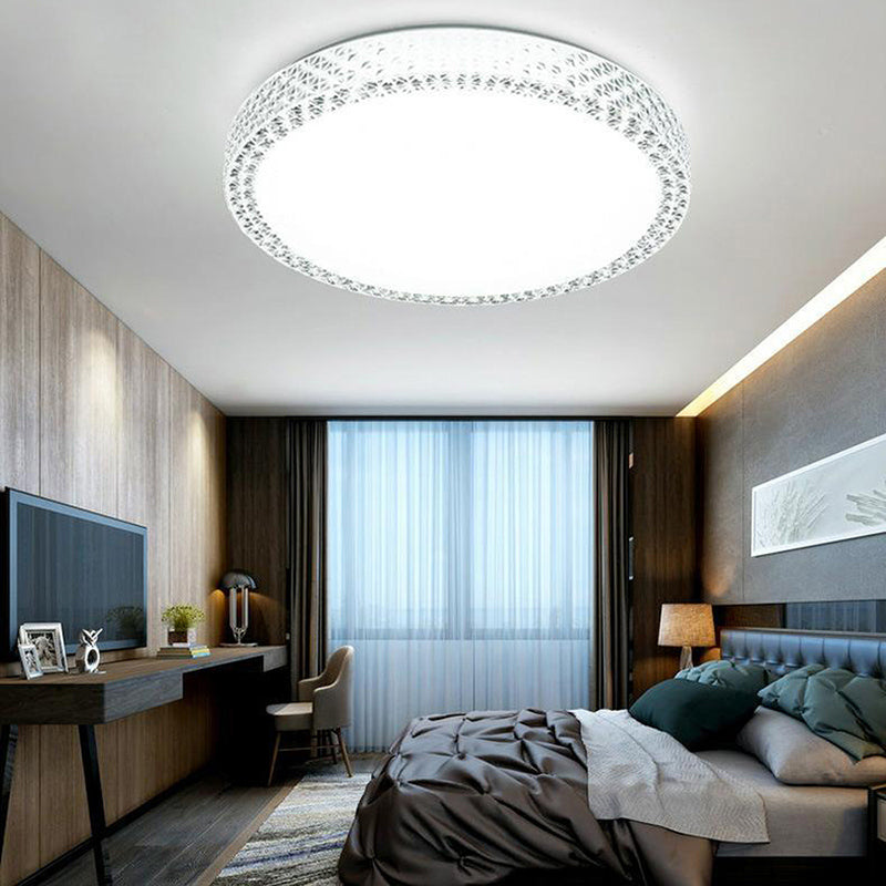 Simple Style Disk Flush Mounted Light Crystal Bedroom LED Ceiling Light Fixture in White Clearhalo 'Ceiling Lights' 'Close To Ceiling Lights' 'Close to ceiling' 'Flush mount' Lighting' 268858
