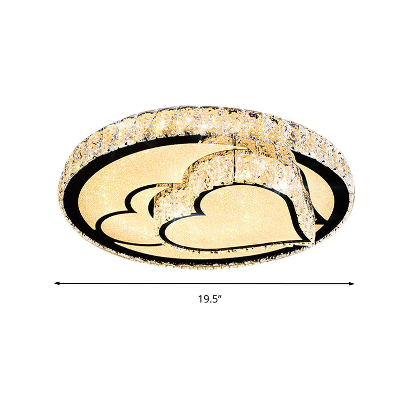 Modern LED Ceiling Light White Moon and Star/Heart Flush Mount Light with Crystal Block Accent for Bedroom Clearhalo 'Ceiling Lights' 'Close To Ceiling Lights' 'Close to ceiling' 'Flush mount' Lighting' 268879
