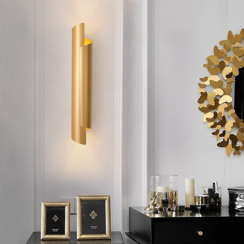 Black/White/Gold Scrolled Wall Lamp Modernist Iron 2-Light Sconce Light Fixture, 16"/21.5"/29.5" Wide Gold Clearhalo 'Wall Lamps & Sconces' 'Wall Lights' Lighting' 269547