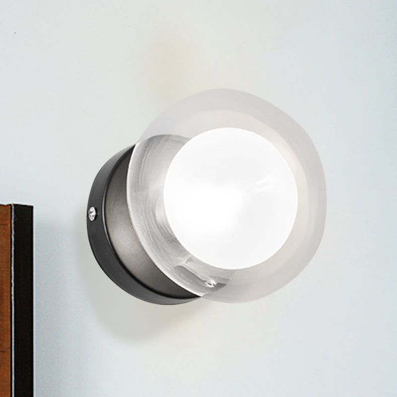 Spherical Sconce Light Contemporary Clear Glass 1/3-Light Black and Gold Wall Lamp Clearhalo 'Cast Iron' 'Glass' 'Industrial' 'Modern wall lights' 'Modern' 'Tiffany' 'Traditional wall lights' 'Wall Lamps & Sconces' 'Wall Lights' Lighting' 269750