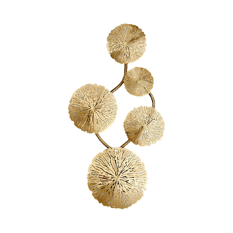 19.5"/23.5"/28" Wide 5/6/8-Light Lotus Leaf Wall Lamp Art Deco Gold Finish Stainless Steel Flush Wall Sconce Clearhalo 'Wall Lamps & Sconces' 'Wall Lights' Lighting' 269757