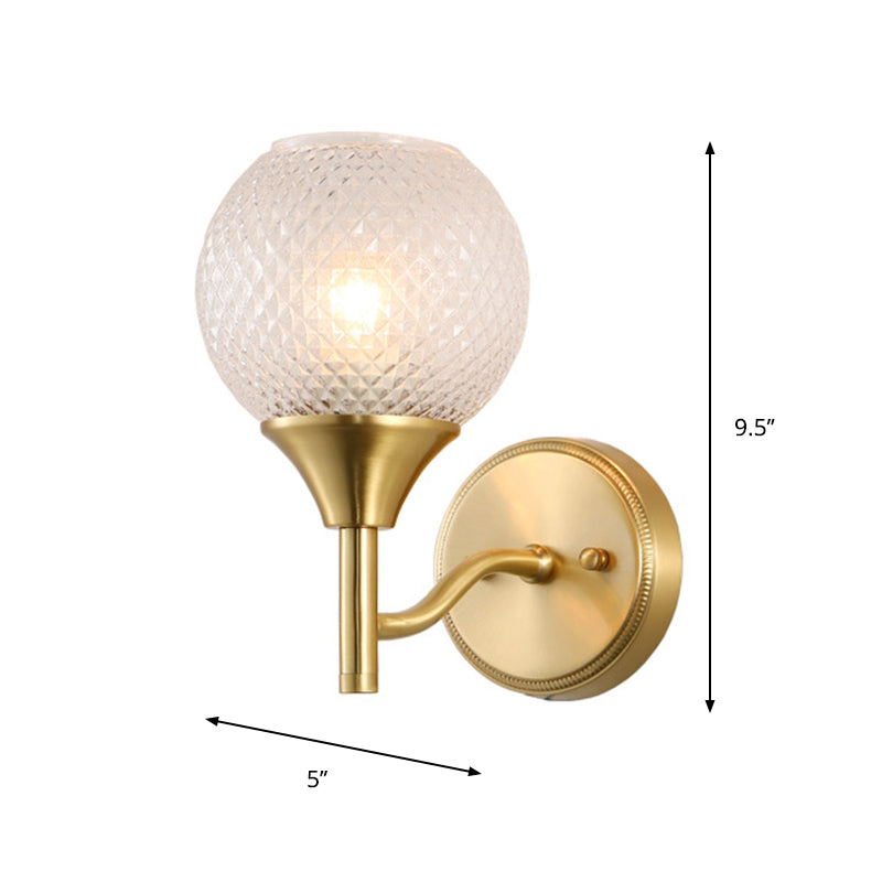 Spherical Prismatic Glass Sconce Light Minimal Single Light Brass Wall Mount Lamp Clearhalo 'Cast Iron' 'Glass' 'Industrial' 'Modern wall lights' 'Modern' 'Tiffany' 'Traditional wall lights' 'Wall Lamps & Sconces' 'Wall Lights' Lighting' 269790