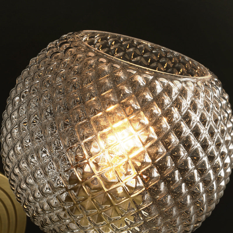 Globe Wall Sconce Simplicity Ribbed Glass 1 Bulb Brass Wall Mounted Light Fixture Clearhalo 'Cast Iron' 'Glass' 'Industrial' 'Modern wall lights' 'Modern' 'Tiffany' 'Traditional wall lights' 'Wall Lamps & Sconces' 'Wall Lights' Lighting' 269810