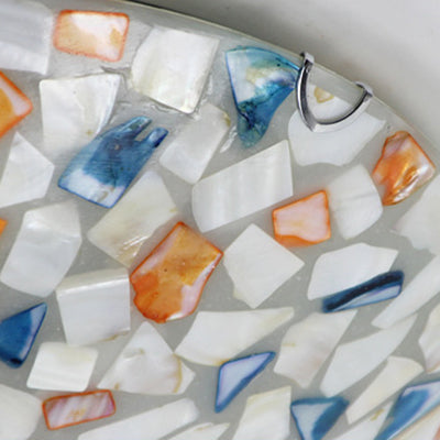 12"/16" W Colorful Bowl Ceiling Light Vintage Mosaic Glass 1 Bulb Flush Mount Ceiling Light in White Clearhalo 'Ceiling Lights' 'Close To Ceiling Lights' 'Close to ceiling' 'Semi-flushmount' 'Tiffany close to ceiling' 'Tiffany' Lighting' 27067