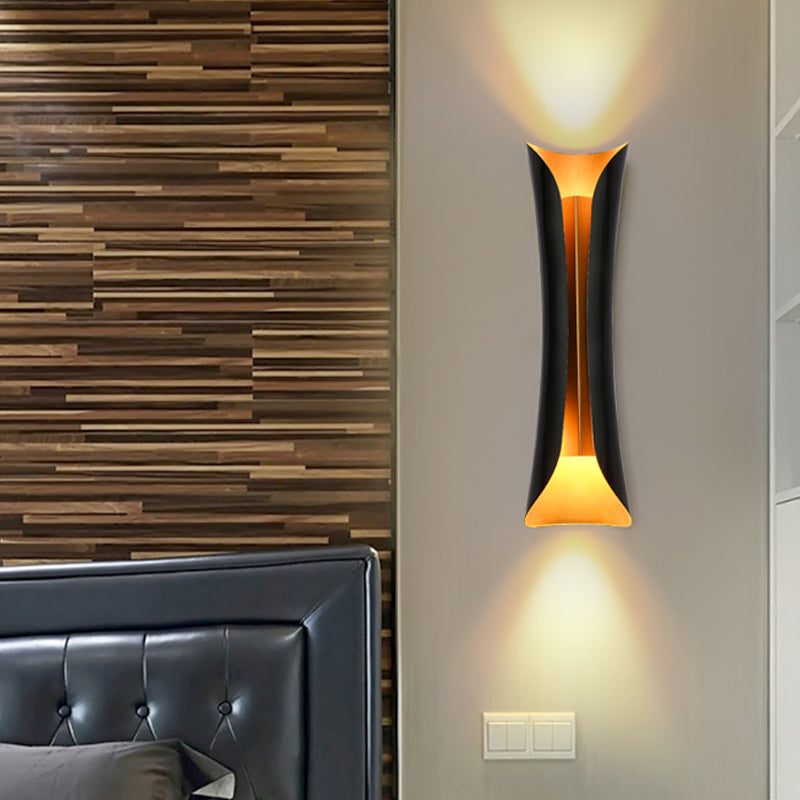 Modern Curl Sconce Light 13"/21"/30" Height 2 Lights Metallic Indoor Wall Lighting in Black Black Clearhalo 'Wall Lamps & Sconces' 'Wall Lights' Lighting' 271099