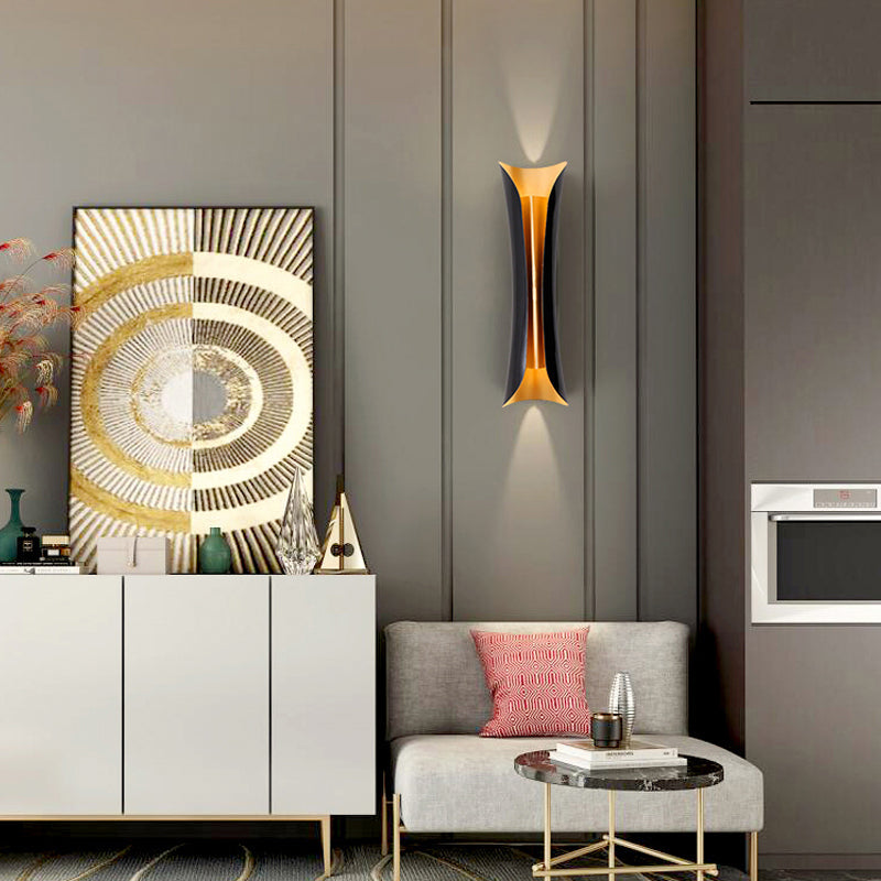 Modern Curl Sconce Light 13"/21"/30" Height 2 Lights Metallic Indoor Wall Lighting in Black Clearhalo 'Wall Lamps & Sconces' 'Wall Lights' Lighting' 271100