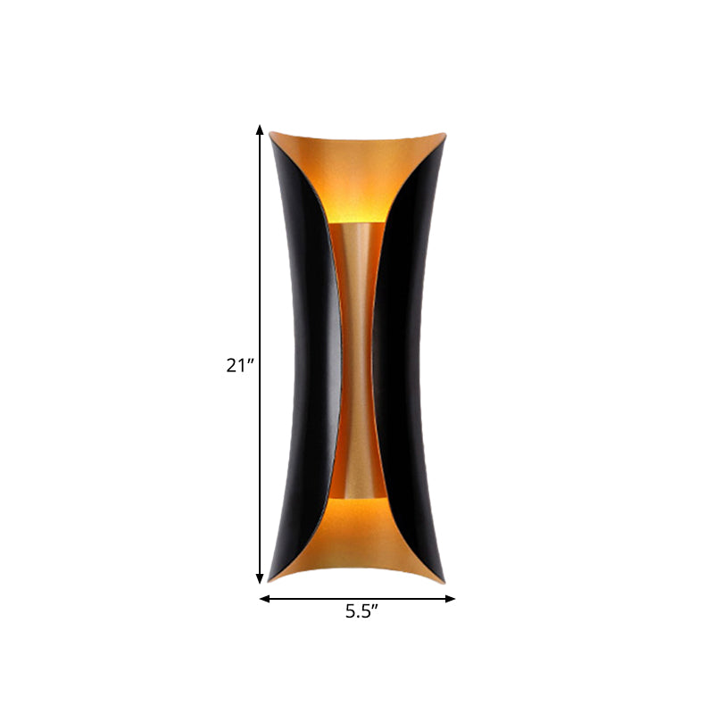 Modern Curl Sconce Light 13"/21"/30" Height 2 Lights Metallic Indoor Wall Lighting in Black Clearhalo 'Wall Lamps & Sconces' 'Wall Lights' Lighting' 271104
