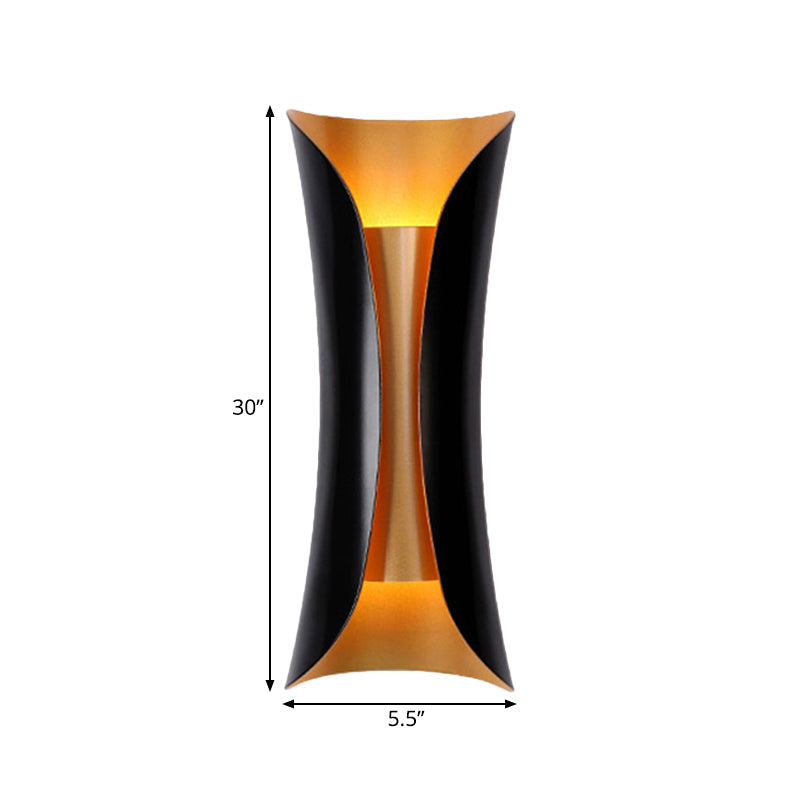 Modern Curl Sconce Light 13"/21"/30" Height 2 Lights Metallic Indoor Wall Lighting in Black Clearhalo 'Wall Lamps & Sconces' 'Wall Lights' Lighting' 271105
