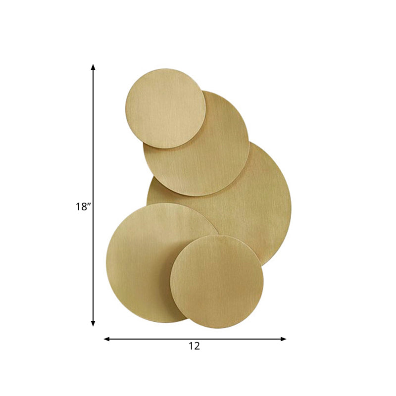 Metallic Disc Wall Mounted Lighting Minimalist 2-Light Brass Finish Sconce Light Fixture Clearhalo 'Wall Lamps & Sconces' 'Wall Lights' Lighting' 271217