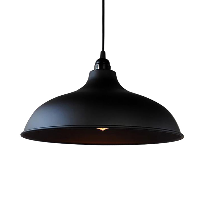 1 Light Metal Ceiling Pendant Industrial Style Matte Black/Black Bowl Living Room Hanging Lamp Clearhalo 'Art Deco Pendants' 'Black' 'Cast Iron' 'Ceiling Lights' 'Ceramic' 'Crystal' 'Industrial Pendants' 'Industrial' 'Metal' 'Middle Century Pendants' 'Pendant Lights' 'Pendants' 'Rustic Pendants' 'Tiffany' Lighting' 2715