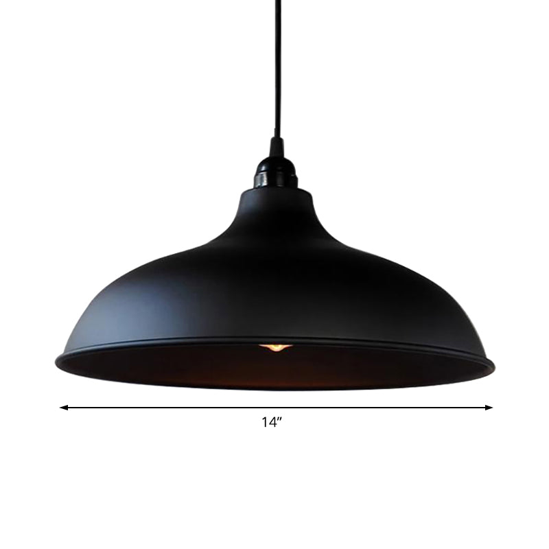 1 Light Metal Ceiling Pendant Industrial Style Matte Black/Black Bowl Living Room Hanging Lamp Clearhalo 'Art Deco Pendants' 'Black' 'Cast Iron' 'Ceiling Lights' 'Ceramic' 'Crystal' 'Industrial Pendants' 'Industrial' 'Metal' 'Middle Century Pendants' 'Pendant Lights' 'Pendants' 'Rustic Pendants' 'Tiffany' Lighting' 2716