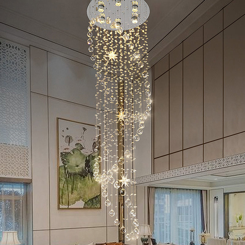 Spiral Flushmount Contemporary Crystal 6 Heads Stainless-Steel Ceiling Mounted Fixture Clearhalo 'Ceiling Lights' 'Close To Ceiling Lights' 'Close to ceiling' 'Flush mount' Lighting' 271667