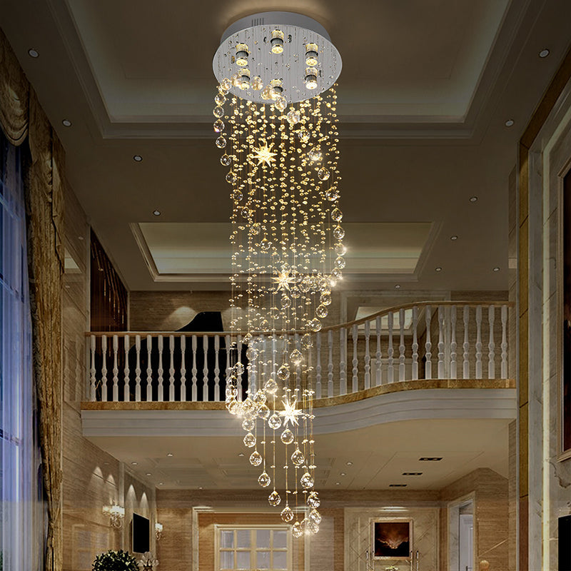 Spiral Flushmount Contemporary Crystal 6 Heads Stainless-Steel Ceiling Mounted Fixture Clearhalo 'Ceiling Lights' 'Close To Ceiling Lights' 'Close to ceiling' 'Flush mount' Lighting' 271669