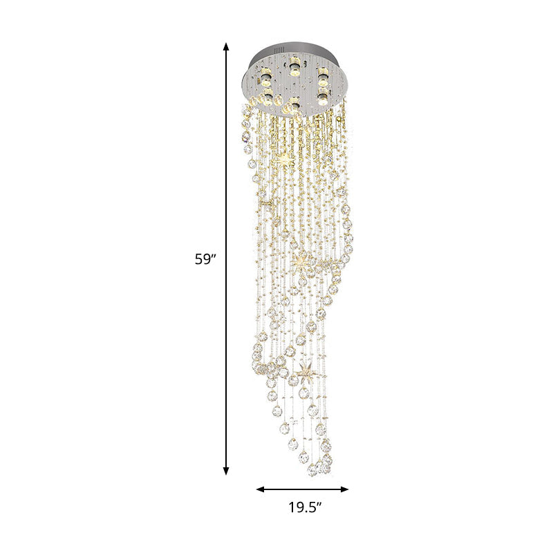 Spiral Flushmount Contemporary Crystal 6 Heads Stainless-Steel Ceiling Mounted Fixture Clearhalo 'Ceiling Lights' 'Close To Ceiling Lights' 'Close to ceiling' 'Flush mount' Lighting' 271671
