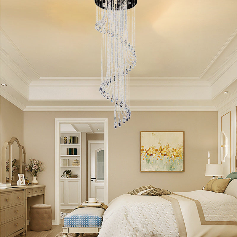 Cascade Crystal Ball Flush Mount Modern 5 Bulbs Stainless-Steel Ceiling Light Fixture Clearhalo 'Ceiling Lights' 'Close To Ceiling Lights' 'Close to ceiling' 'Flush mount' Lighting' 271675