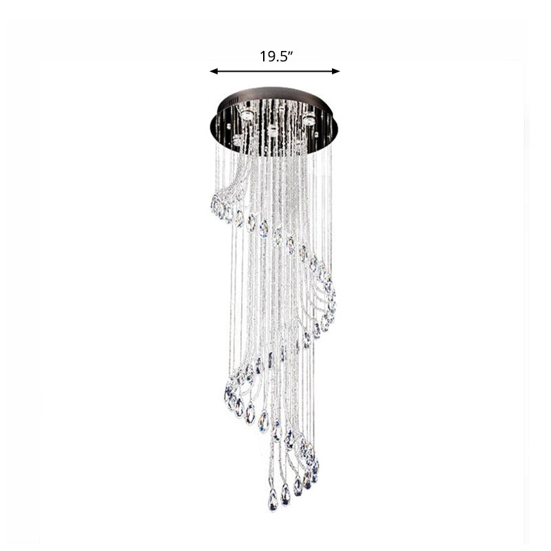 Cascade Crystal Ball Flush Mount Modern 5 Bulbs Stainless-Steel Ceiling Light Fixture Clearhalo 'Ceiling Lights' 'Close To Ceiling Lights' 'Close to ceiling' 'Flush mount' Lighting' 271677
