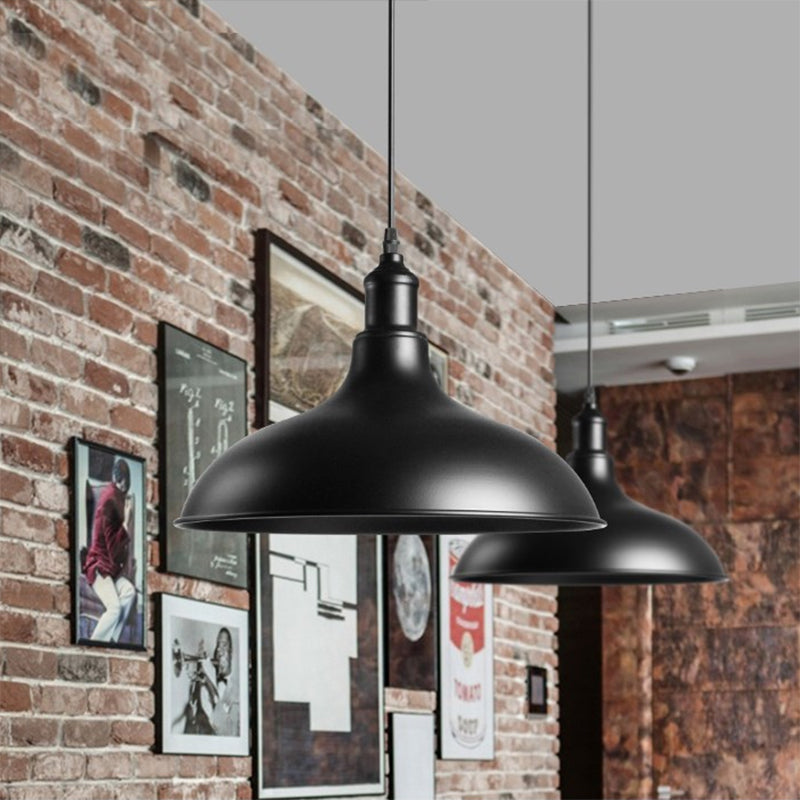 1 Light Metal Ceiling Pendant Industrial Style Matte Black/Black Bowl Living Room Hanging Lamp Black Clearhalo 'Art Deco Pendants' 'Black' 'Cast Iron' 'Ceiling Lights' 'Ceramic' 'Crystal' 'Industrial Pendants' 'Industrial' 'Metal' 'Middle Century Pendants' 'Pendant Lights' 'Pendants' 'Rustic Pendants' 'Tiffany' Lighting' 2717