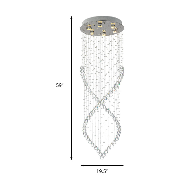 Spiral Crystal Flushmount Lighting Modern Style 6 Lights Nickel Flush Ceiling Light for Corridor Clearhalo 'Ceiling Lights' 'Close To Ceiling Lights' 'Close to ceiling' 'Flush mount' Lighting' 272189