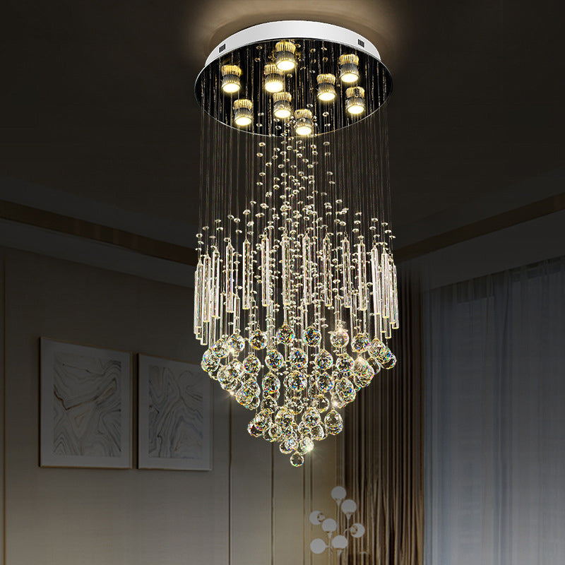 Conical Flush Mount Minimalist Clear Crystal 9 Lights White Flush Light for Living Room Clearhalo 'Ceiling Lights' 'Close To Ceiling Lights' 'Close to ceiling' 'Flush mount' Lighting' 272192