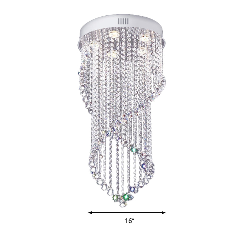 Crystal Ball Spiral Flush Mount Ceiling Fixture Minimalist 5 Lights Nickel Flush Light for Bedroom Clearhalo 'Ceiling Lights' 'Close To Ceiling Lights' 'Close to ceiling' 'Flush mount' Lighting' 272210