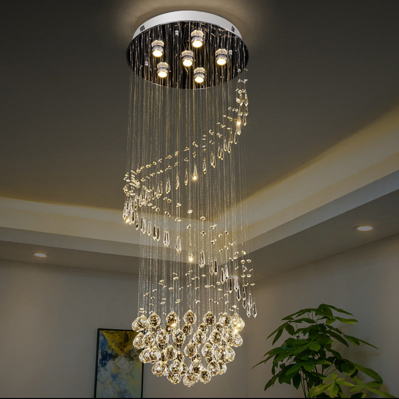 Nickel Spiral Flushmount Lighting Minimalist 6 Lights Crystal Ball Flush Light Fixture Nickel Clearhalo 'Ceiling Lights' 'Close To Ceiling Lights' 'Close to ceiling' 'Flush mount' Lighting' 272211