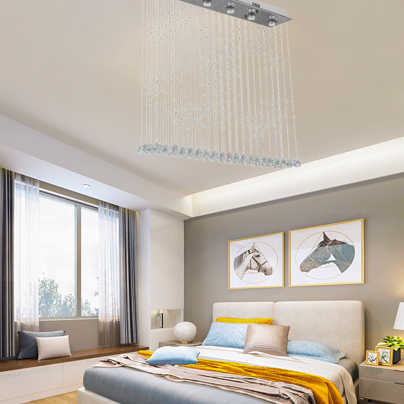 Double C Shaped Crystal Ball Flush Mount Light 6 Lights Nickel Ceiling Lighting for Bedroom Clearhalo 'Ceiling Lights' 'Close To Ceiling Lights' 'Close to ceiling' 'Flush mount' Lighting' 272225
