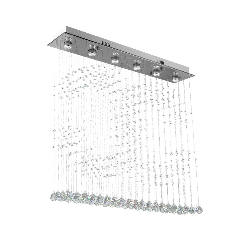 Double C Shaped Crystal Ball Flush Mount Light 6 Lights Nickel Ceiling Lighting for Bedroom Clearhalo 'Ceiling Lights' 'Close To Ceiling Lights' 'Close to ceiling' 'Flush mount' Lighting' 272226