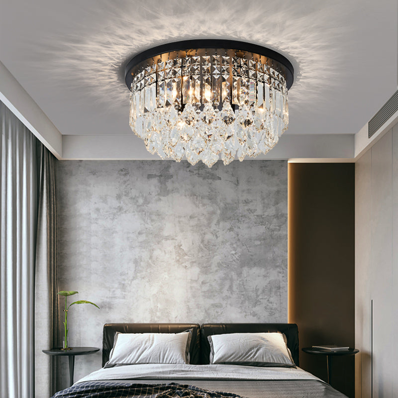 Crystal Cone/Cylinder Flushmount Lighting Contemporary 4 Lights Black Flush Mount Ceiling Light Clearhalo 'Ceiling Lights' 'Close To Ceiling Lights' 'Close to ceiling' 'Flush mount' Lighting' 272259