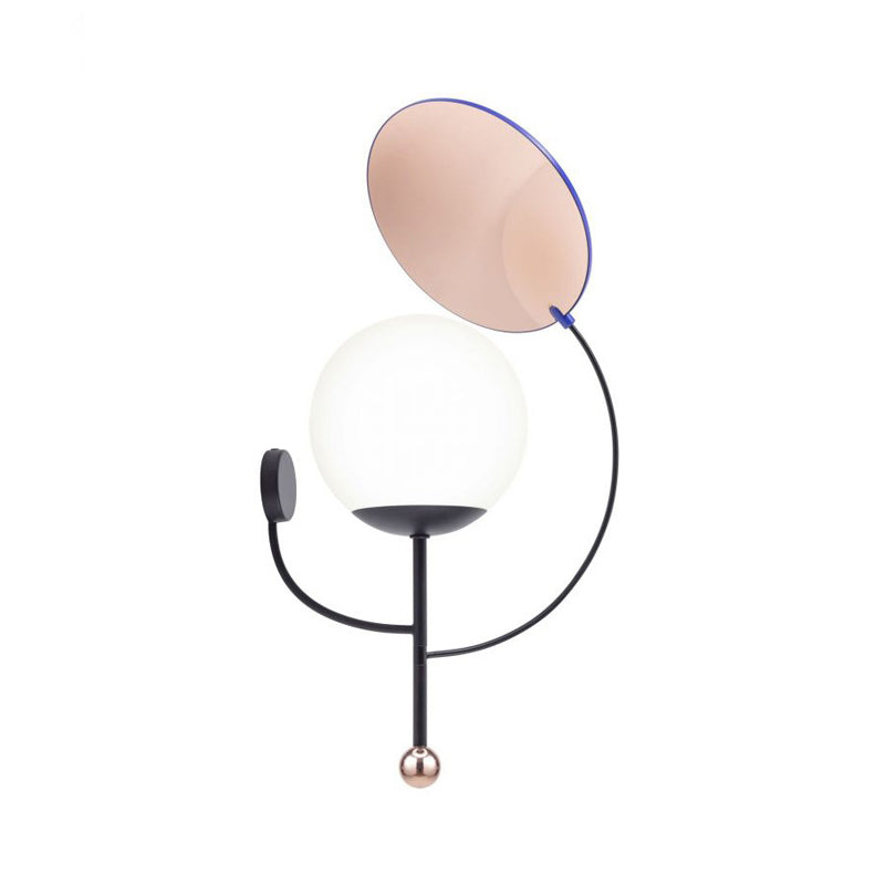 Gold/Black Global Wall Sconce Retro 1 Light Matte White Glass Wall Light Fixture with Reflector Clearhalo 'Cast Iron' 'Glass' 'Industrial' 'Modern wall lights' 'Modern' 'Tiffany' 'Traditional wall lights' 'Wall Lamps & Sconces' 'Wall Lights' Lighting' 272942