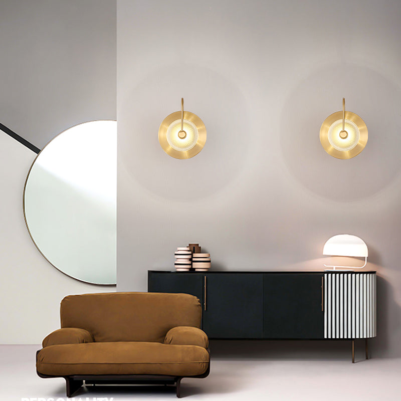 Bell Shape Wall Light Sconce Post Modern Green/Clear Prismatic Glass 1-Light Brass Wall Lamp Clearhalo 'Cast Iron' 'Glass' 'Industrial' 'Modern wall lights' 'Modern' 'Tiffany' 'Traditional wall lights' 'Wall Lamps & Sconces' 'Wall Lights' Lighting' 272960