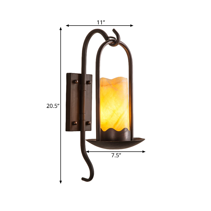 Traditional Style Cylinder Wall Mounted Lamp 1/2-Light Marble Wall Sconce in Black for Foyer Clearhalo 'Wall Lamps & Sconces' 'Wall Lights' Lighting' 273063